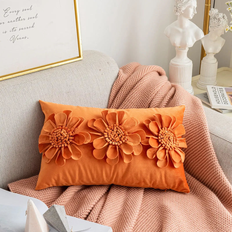 Afralia™ Small Daisy Sunflower Velvet Cushion Cover - Girl's Heart Style - Plush Home Decoration