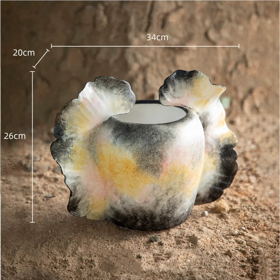 Afralia™ Wavy Wings Hand-painted Ceramic Vases: Unique Floral Decor & Home Accessory