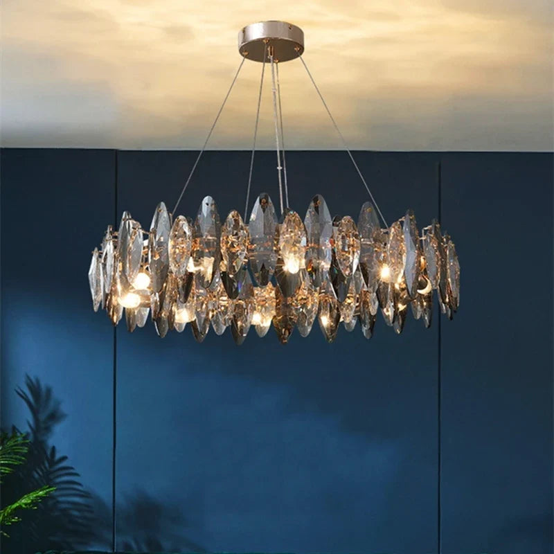 Afralia™ Wave Crystal Chandelier: Elegant E14 Pendant Lighting for Dining, Kitchen, Bedroom