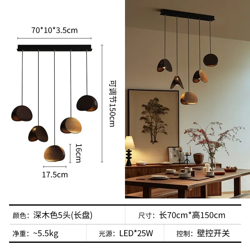 Afralia™ Wabi-sabi Wood Chandelier: Zen Tea Room Staircase Light, Retro Living Room Design