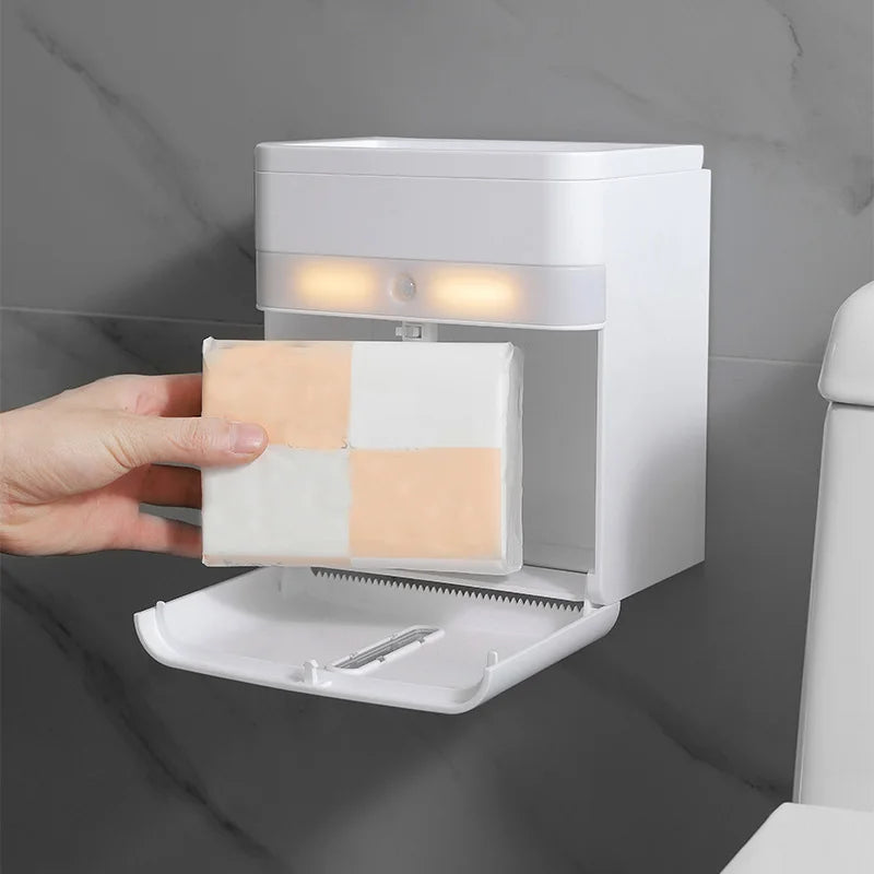 Afralia™ Induction Light Toilet Paper Holder with Storage Rack