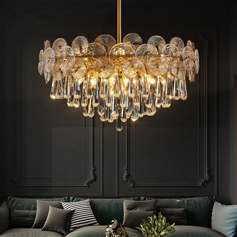 Afralia™ Crystal Lotus Chandelier: Nordic Luxury for Home Decor, Restaurant, Hotel & Bedroom
