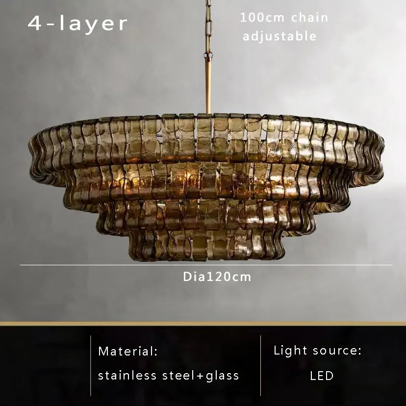 Afralia™ Brown Glass Chandelier for Dining & Living Room, Classic Vintage Suspension Lamps