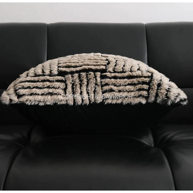 Afralia™ Luxury Italian Baroque Brown Stripe Tufted Pillowcase