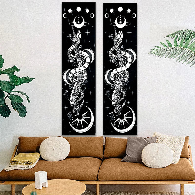 Afralia™ Moon Phase & Flower Vines Tapestry Set for Room Decor