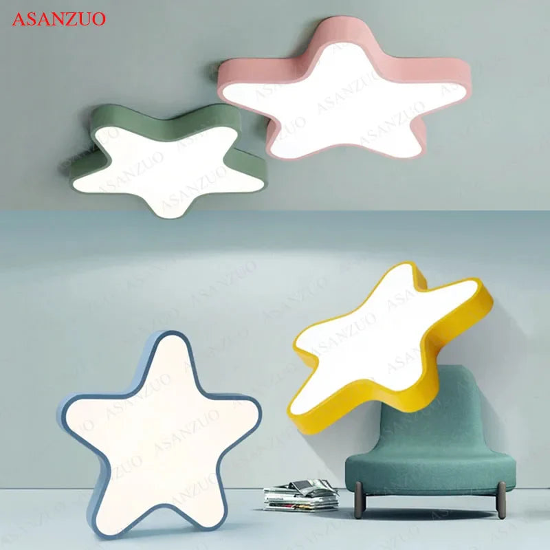 Afralia™ Macaron Star Ceiling Light for Children's Room - Dimmable & Romantic