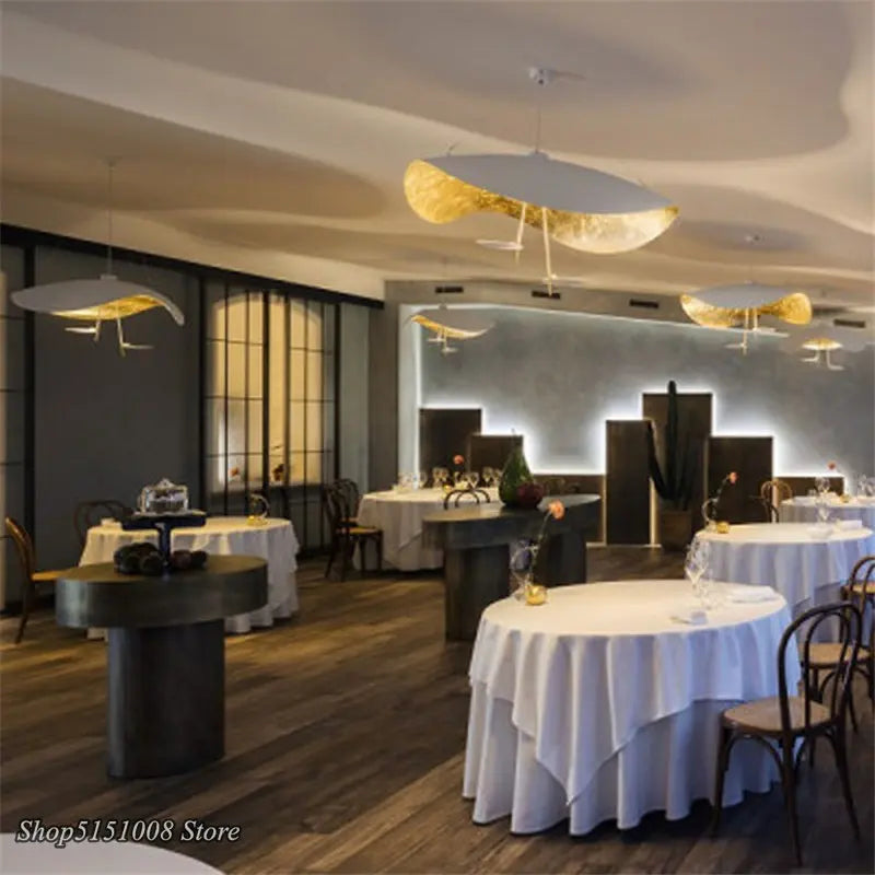 Afralia™ Gold Texture LED Pendant Lights: Modern Living Room Bedroom Hanging Lamps