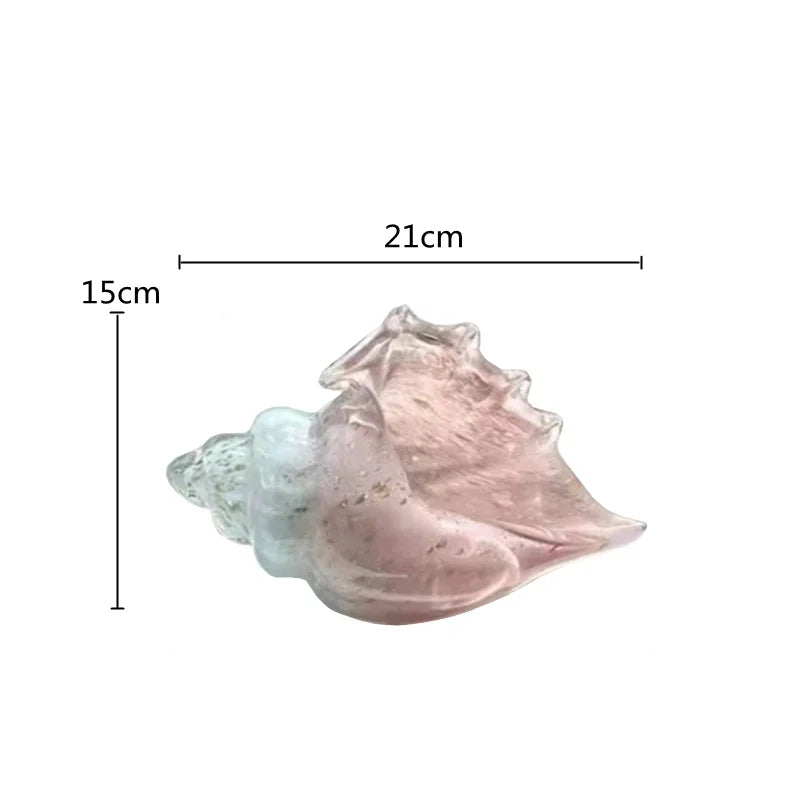 Afralia™ Glass Conch Shell Statue Colorful Modern Design Sculpture Decor Ornaments