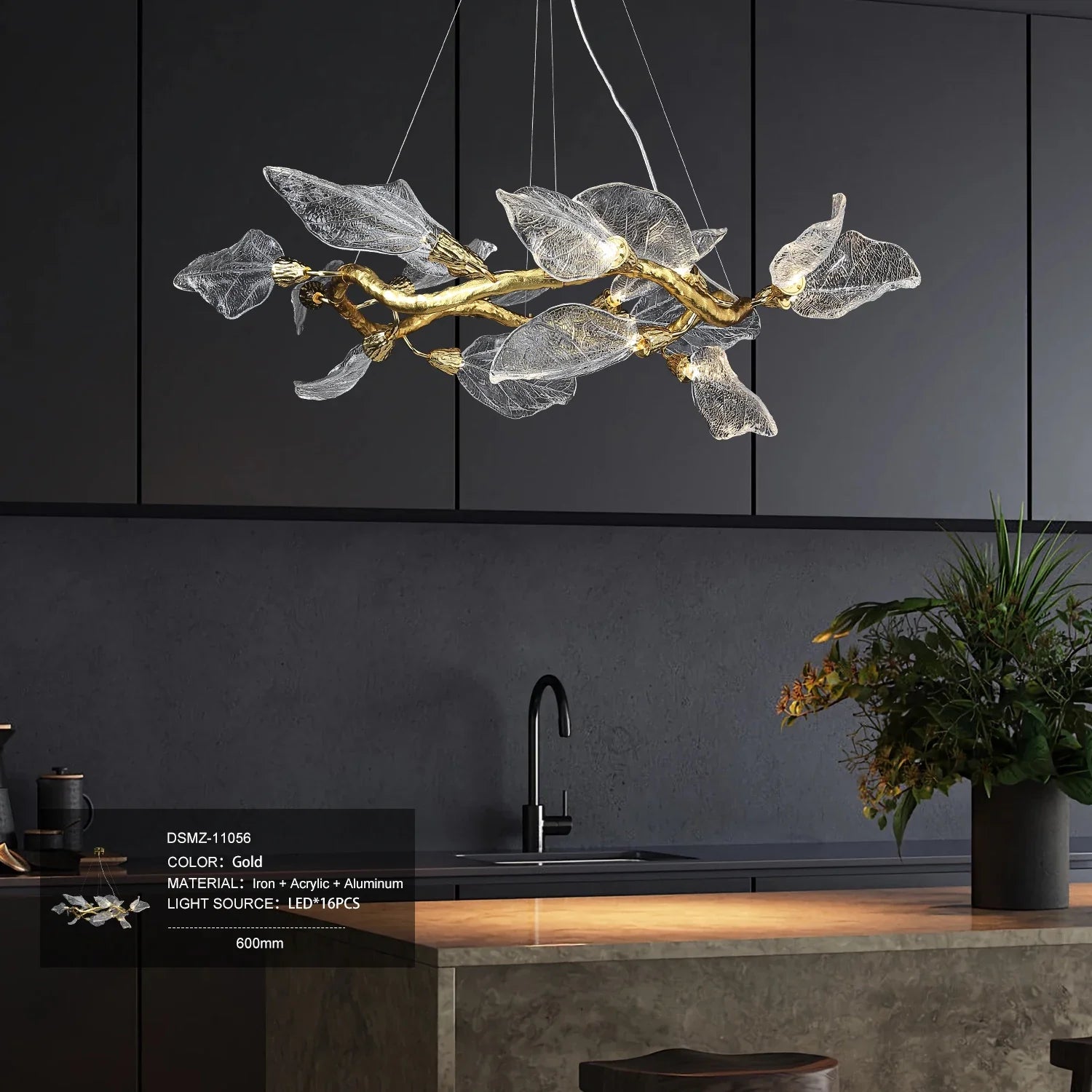 Afralia™ Leaf Design Clear Glass Pendant Light, Luxury Ceiling Lamp
