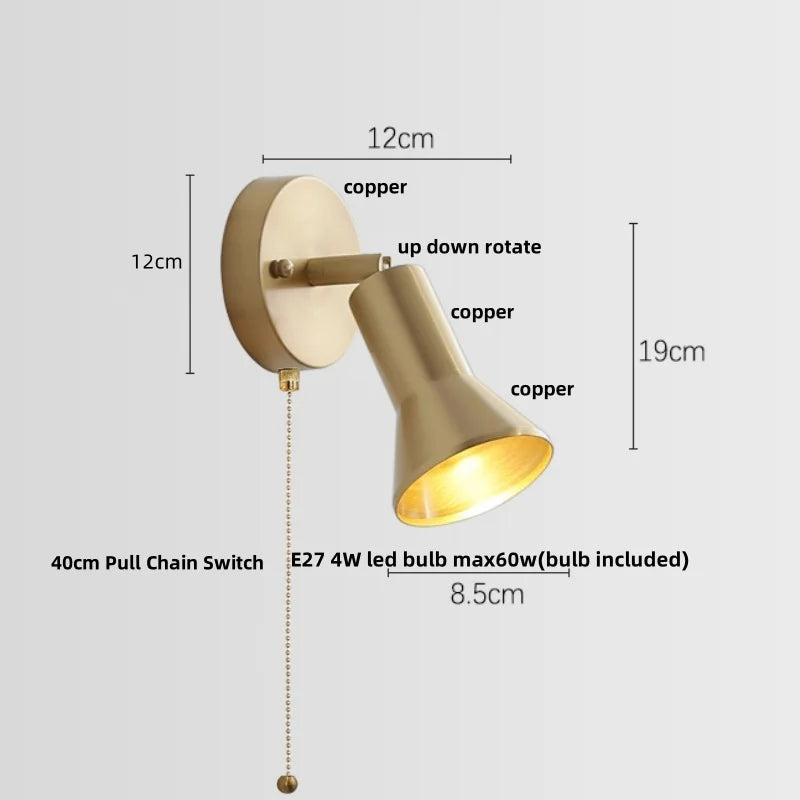 Afralia™ Nordic Copper LED Wall Lights Up Down Rotate Modern Stair Fixture