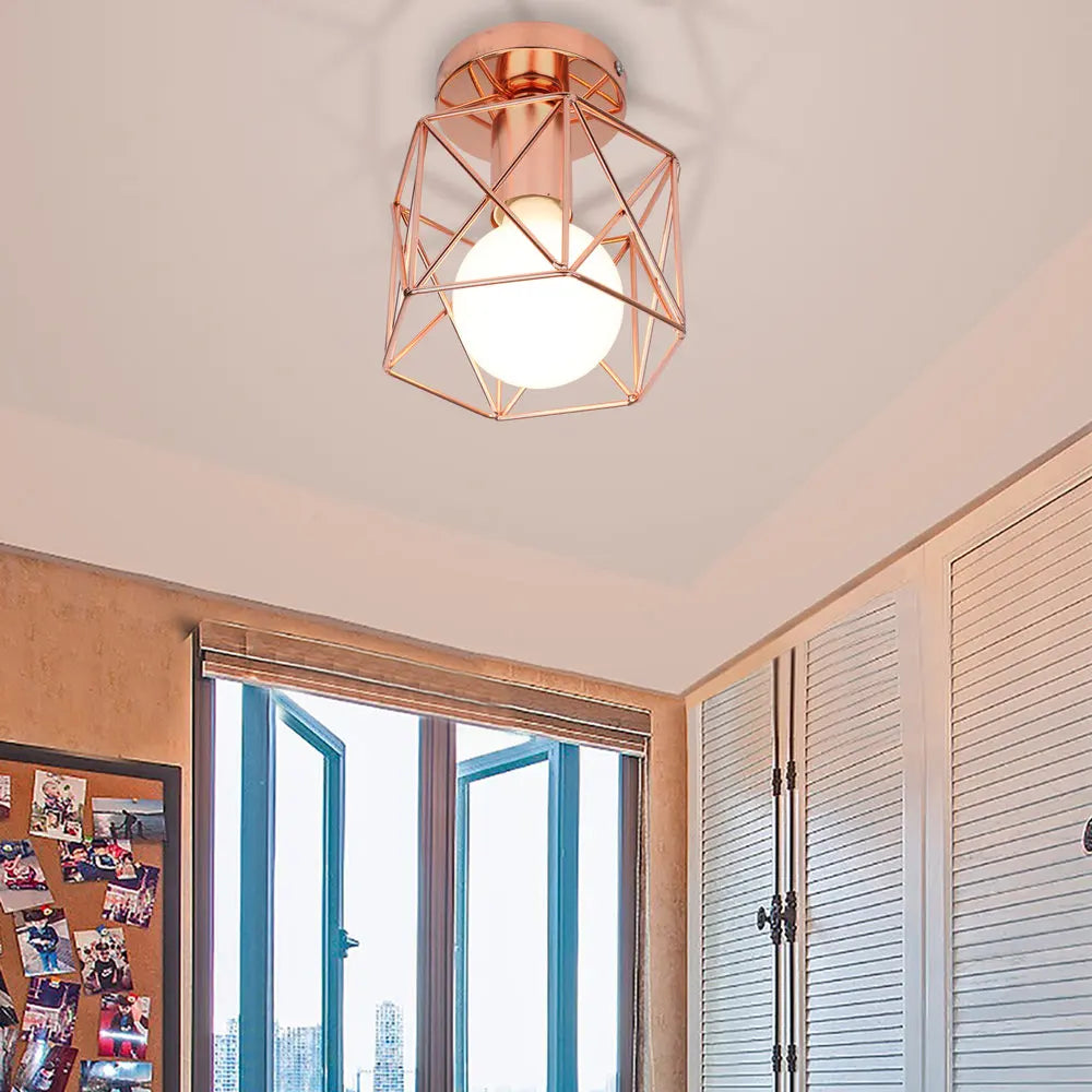 Afralia™ Vintage Wire Cage Ceiling Lamp for Home, Restaurant, Bar - Retro Style Lighting