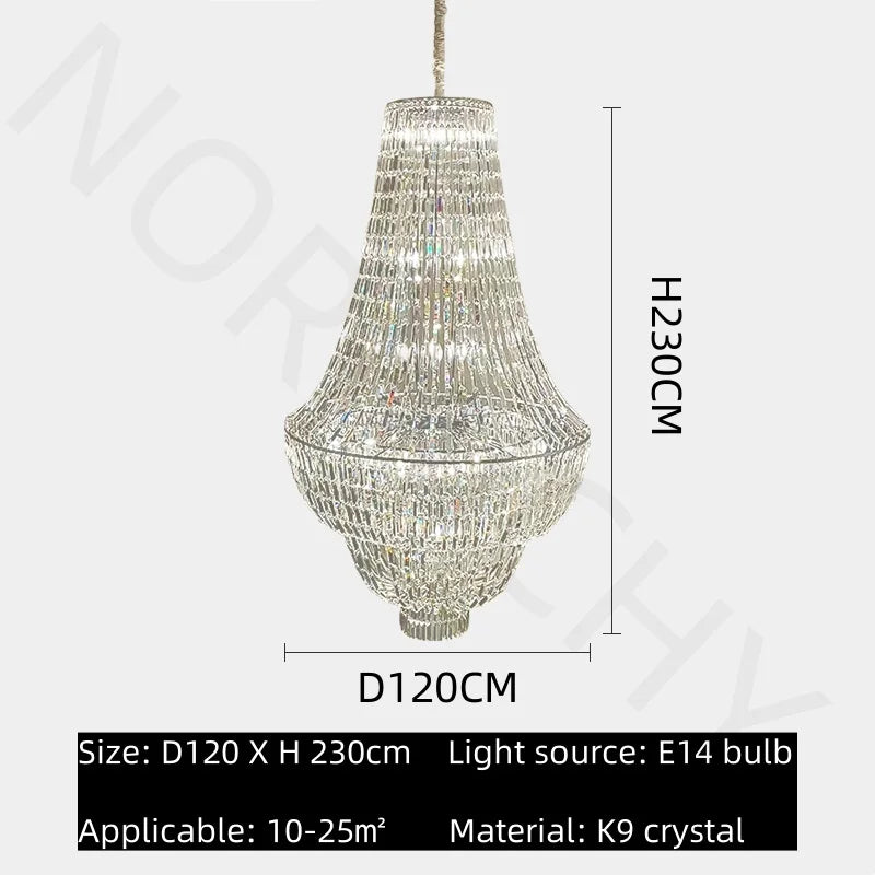 Afralia™ Modern Loft Duplex Villa Living Room Crystal Chandelier Staircase Chandelier Lamps