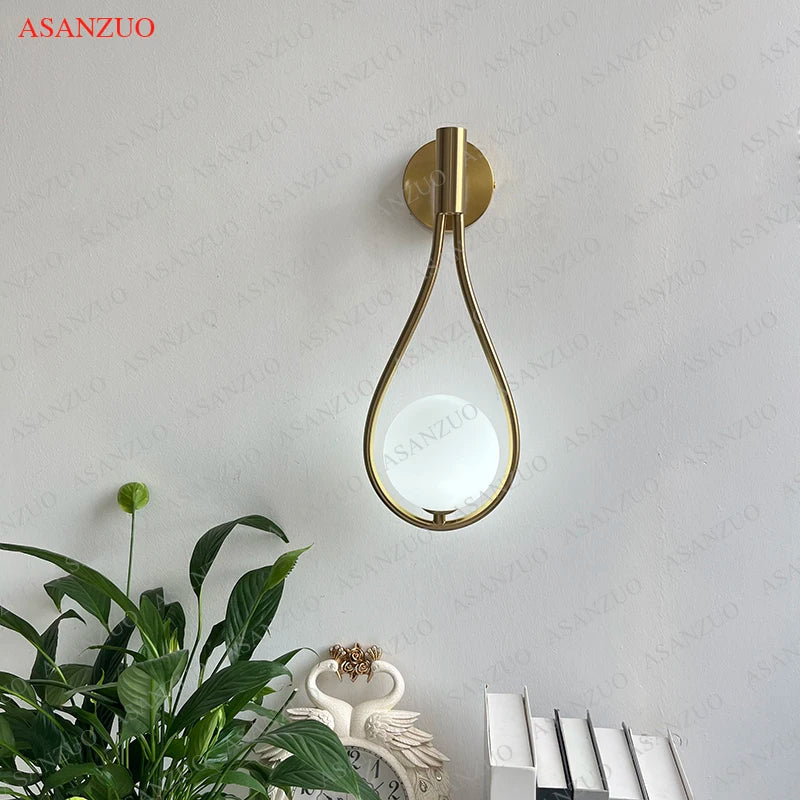 Afralia™ Brass Wall Sconce Glass Ball Modern LED Lighting