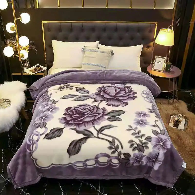 Afralia™ Double Layered Raschel Blanket Vintage Flannel 150X200Cm Size Bed Cover