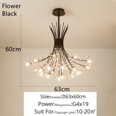 Afralia™ Crystal Bionic Petals Chandelier for Living Dining Bedroom Hall Hotel Decor