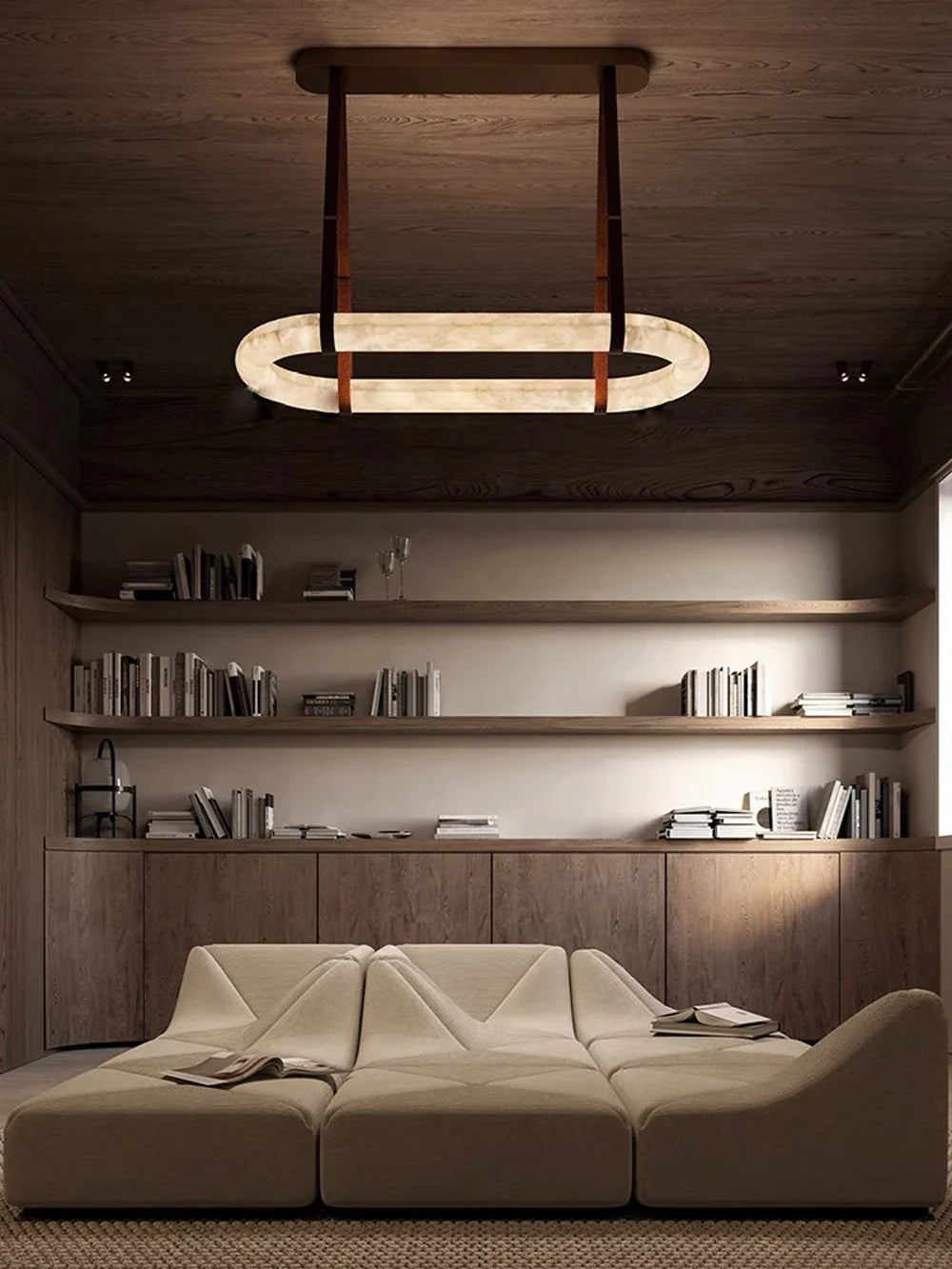 Afralia™ Oval Ring Dolomite Leather Pendant Light - Modern Adjustable Decorative Fixture