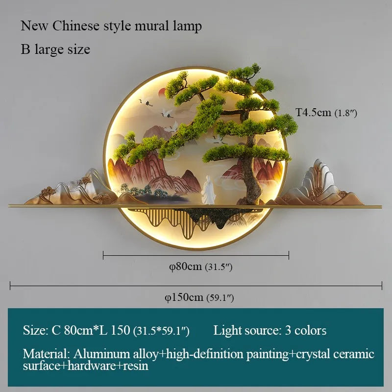 Afralia™ Landscape LED Wall Light: Modern Chinese Mural Sconce for Home Decor