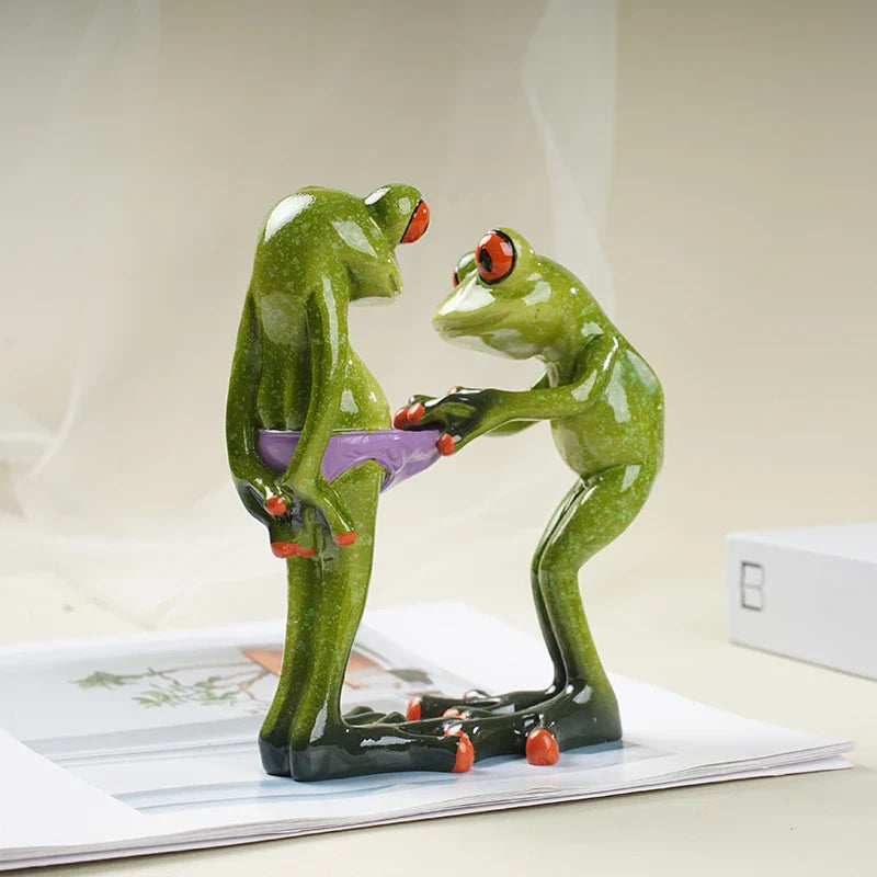 Afralia™ Funny Frog Couple Resin Decor | Wedding Gift | Valentine's Day Ornament