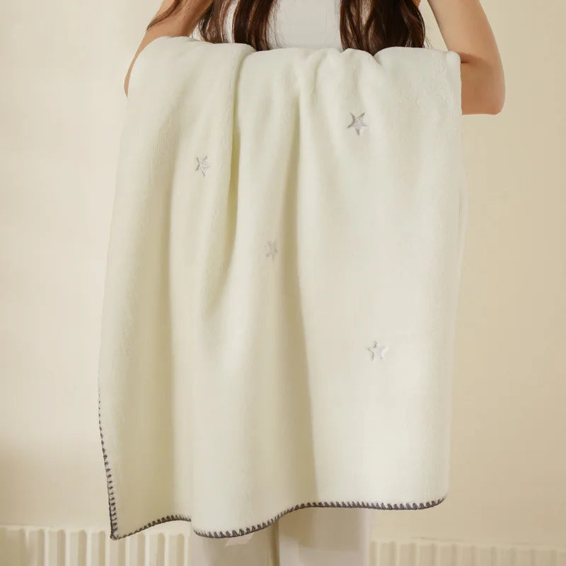 Afralia™ Baby Velvet Embroidered Blanket: Double-Sided Warm Travel Bedroom Sofa Cover