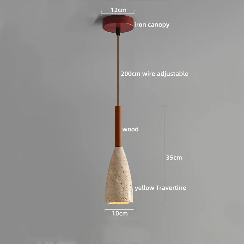 Afralia™ Yellow Travertine LED Glass Pendant Light - Japanese Style Living Room Fixture