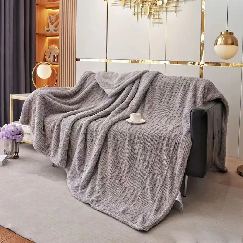 Afralia™ Double-Layer Coral Fleece Blanket: High-Quality, Solid Color, Cozy Lamb Wool for Bed, Sofa