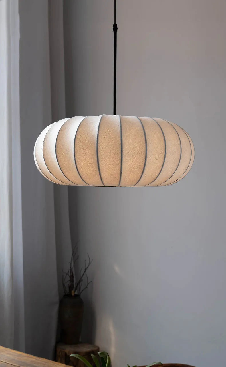 Afralia™ Handmade Silk Pumpkin Pendant Lamps for Dining, Living, and Study Spaces