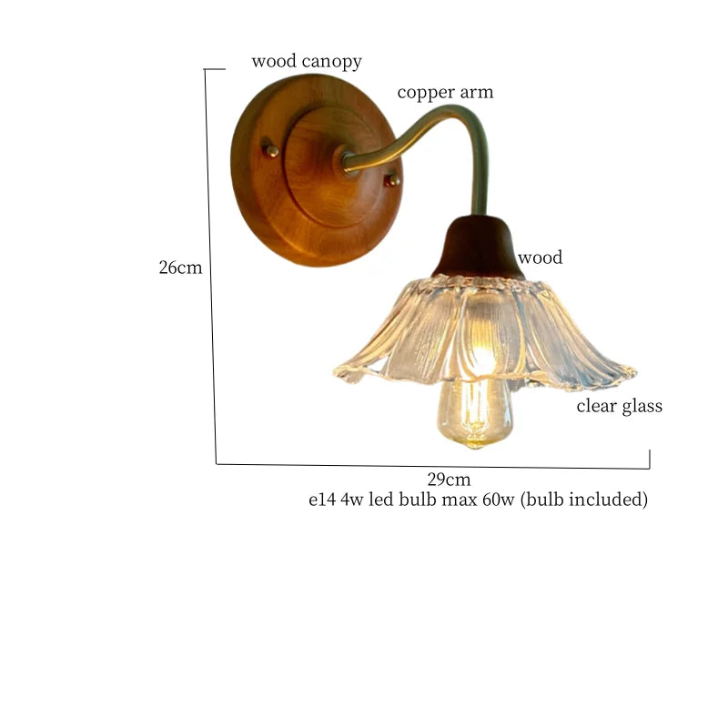 Afralia™ Glass LED Wall Lamp Vintage Style for Living Room Bedroom Loft Bathroom