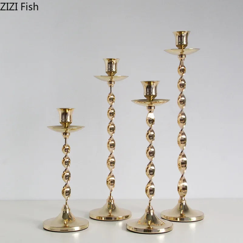 Afralia™ Golden Candlestick Holder Desk Ornament Home Aroma Container
