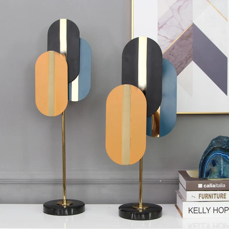 Afralia™ Geometric Ellipse Metal Sculpture - Colorful Home Decor Figurine