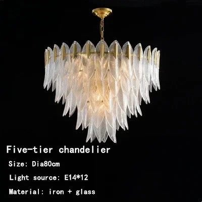Afralia™ Leaf Glass Chandelier - Nordic Style Light Luxury Pendant Lamp