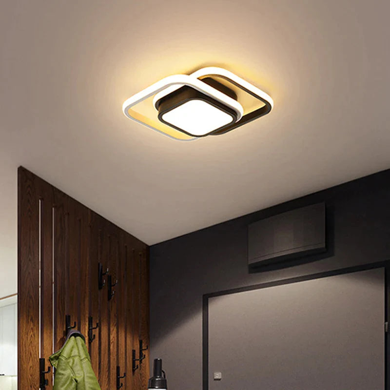 Afralia™ Modern 2-Ring LED Ceiling Light for Hallways, Offices, and Balconies