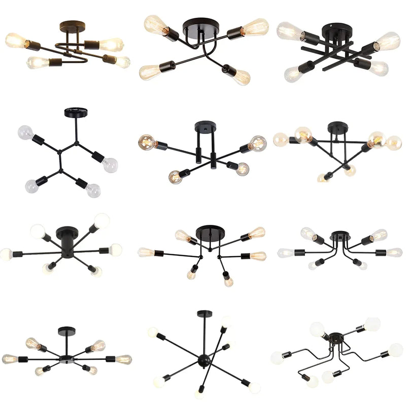 Afralia™ Wrought Iron Ceiling Light Chandelier for Bedroom and Living Room