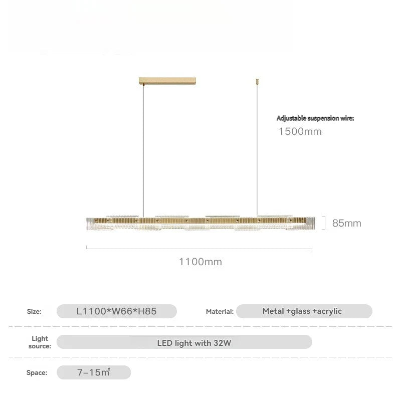 Afralia™ Black Glass Linear Chandelier for Dining Office Bar Modern Kitchen Island