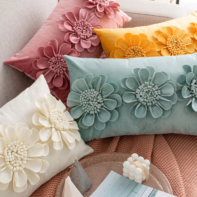 Afralia™ Handmade Flower Cushion Cover - Light Luxury Decorative Pillows