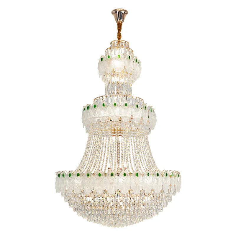 Afralia™ Luxury Crystal Duplex Chandelier for Living Room Stairwell - Zhongshan Lamp
