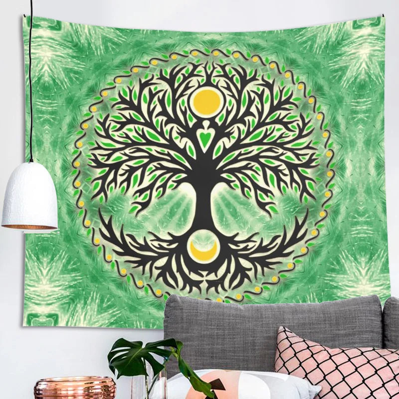 Afralia™ Yggdrasil Sun and Moon Tapestry - Bohemian Home Decor