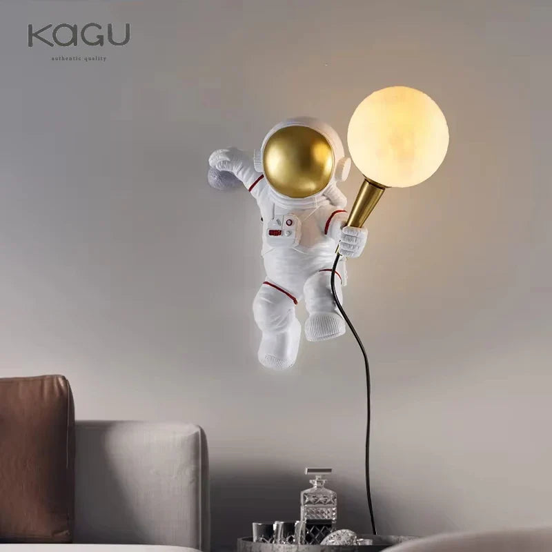 Afralia™ Astronaut Moon Planet Table Lamp Night Light Bedroom Decor Spaceman Theme