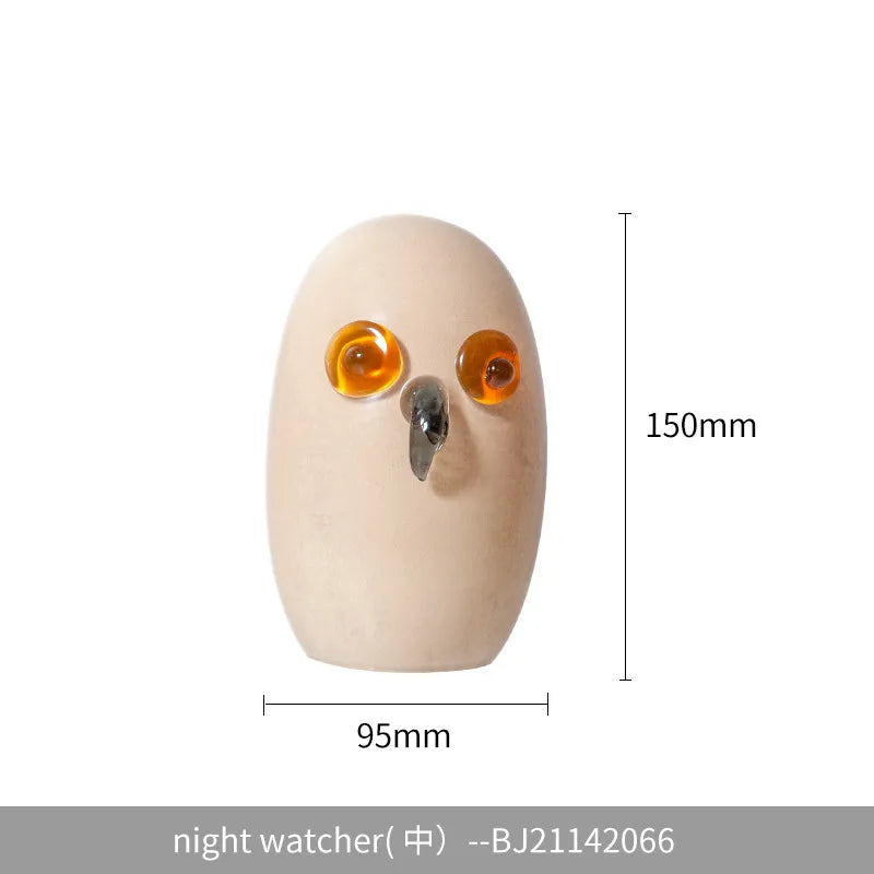 Afralia™ Cartoon Owl Glass Sculpture Home Decor Figurine