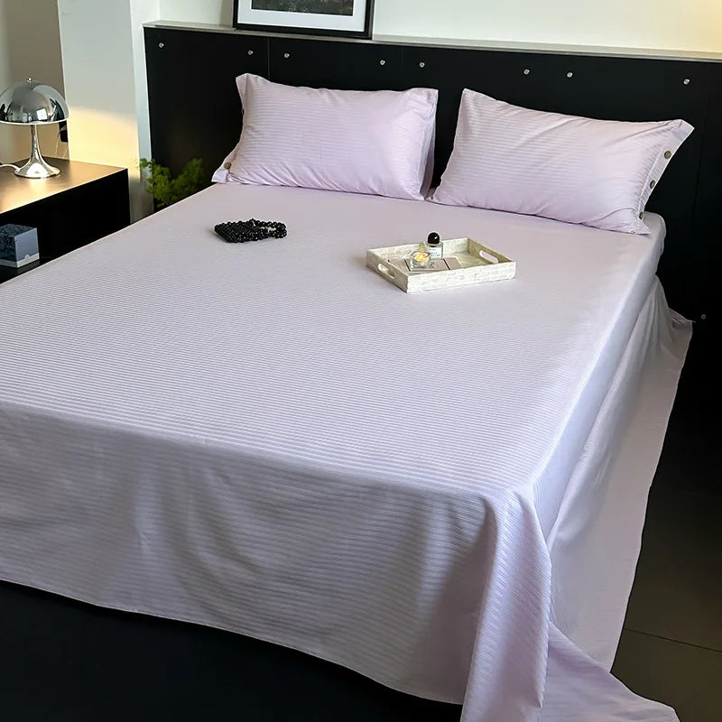 Afralia™ Luxe Cotton Satin Stripe Bed Sheet Set with 2 Pillowcase