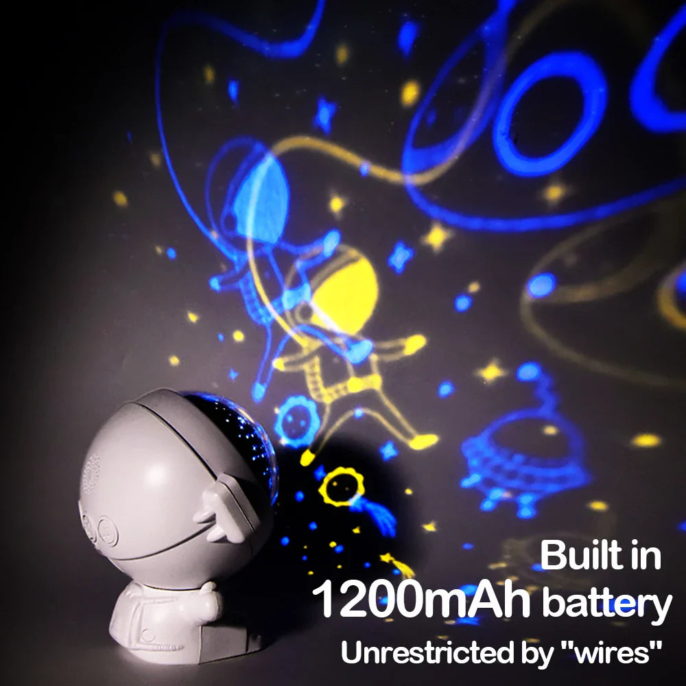 Afralia™ Rabbit Astronaut Music Box Night Light Astral Star Projector