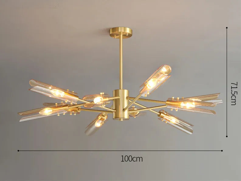 Afralia™ Lustre Metal LED Glass Chandelier Pendant Hanging Light