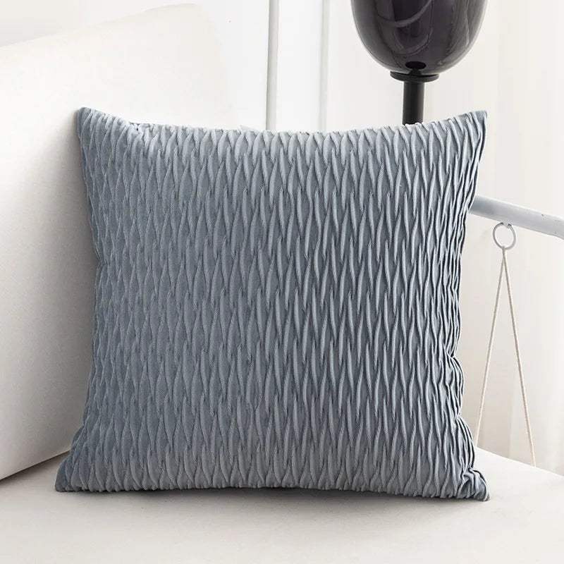 Afralia™ Velvet Striped Pleated Square Pillowcase