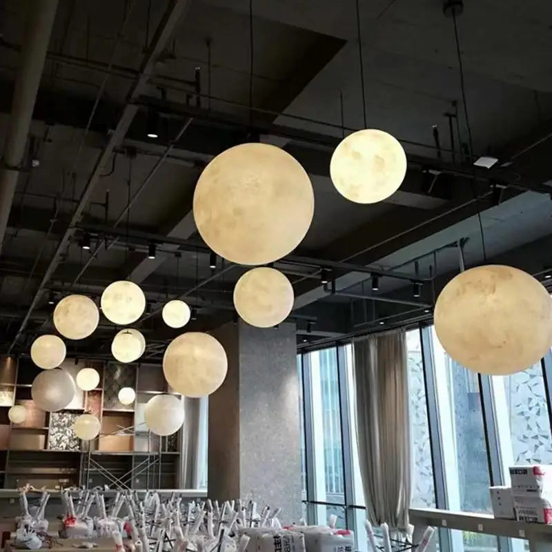 Afralia™ Cream Moon LED Pendant Chandelier: Modern Living Room Kitchen Bedroom Lighting