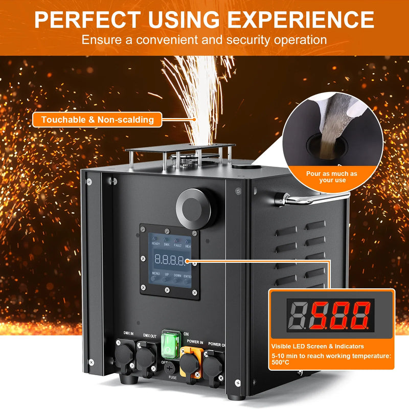 Afralia™ Waterproof Cold Sparks Machine 750W with DMX Remote Control for Wedding and Musical Shows