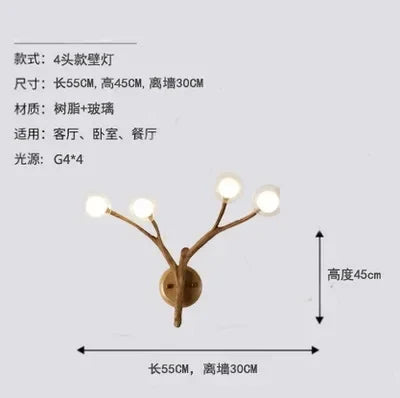 Afralia™ Retro LED Chandelier: Tree Branch Art Ceiling Pendant Lights for Living Bedroom