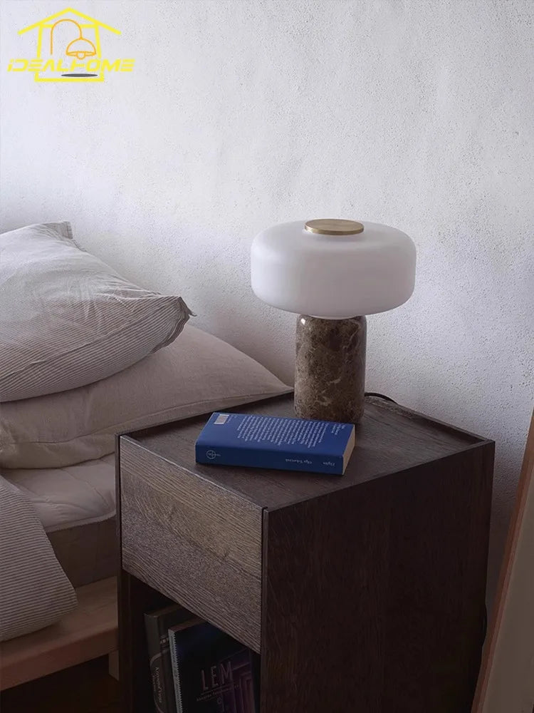 Afralia™ Glass Marble Table Lamp LED Atmosphere Desk Light for Living Room Bedroom