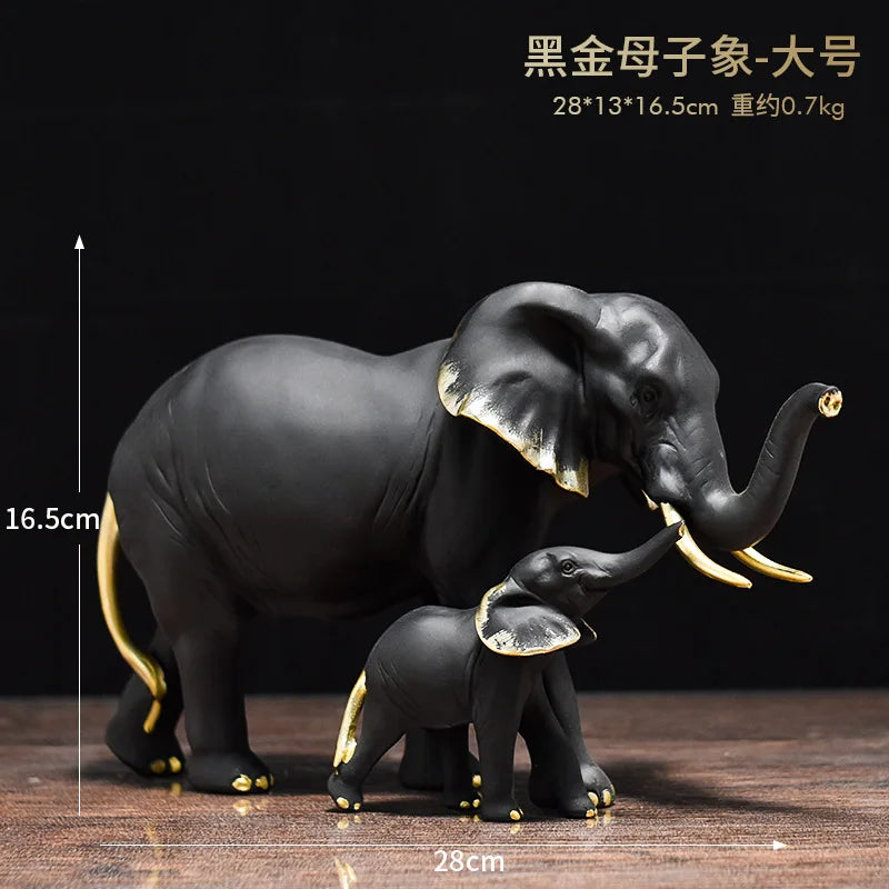 Afralia™ Elephant Resin Sculpture Ornaments for Modern Living Room Decor