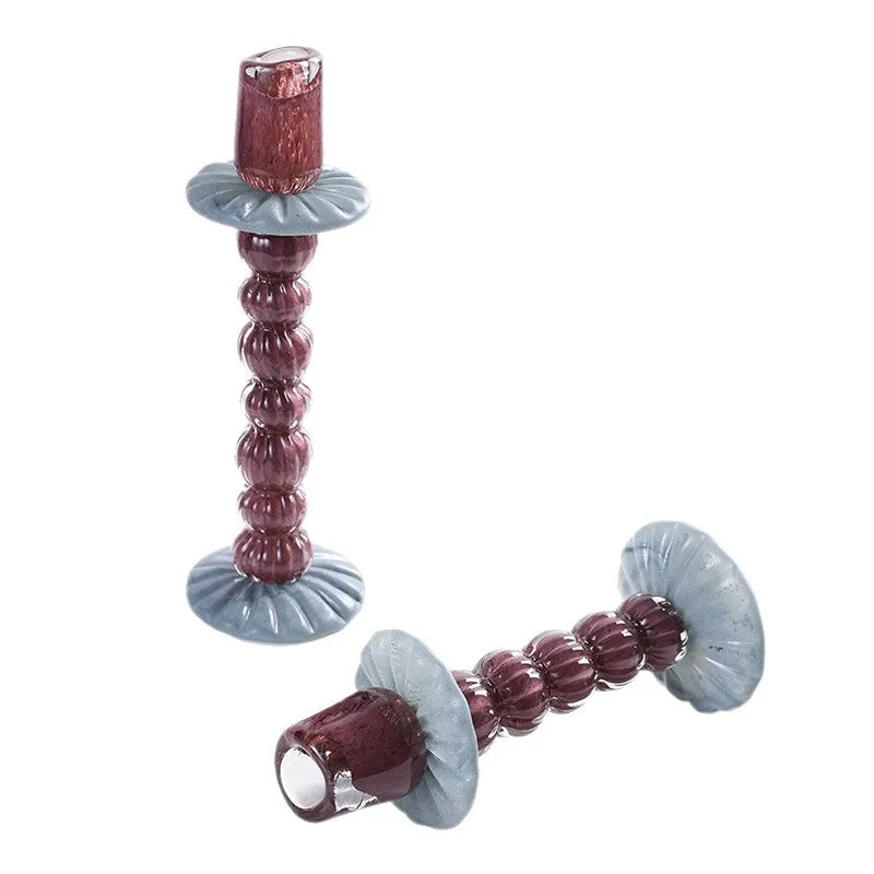 Afralia™ Geometric Glass Candlestick Holder Wedding Home Decoration Accessory