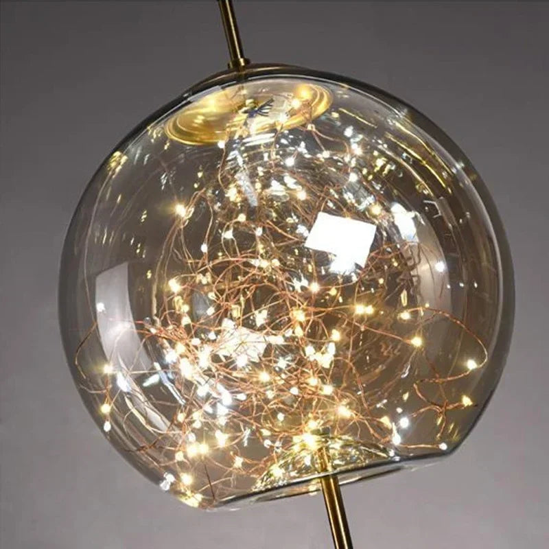 Afralia™ Starry Glass Bedside Chandelier - Light Luxury Nordic Style Pendant for Home Decor