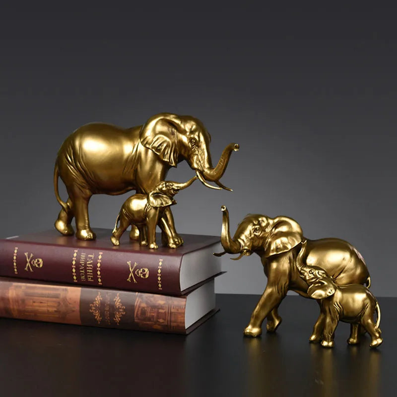 Afralia™ Elephant Resin Figurine: Interior Lucky Ornament for Home Decor